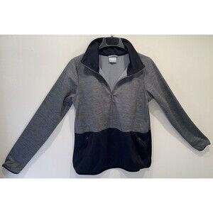 Columbia Men’s Large Half 1/2 Zip Fleece Pullover Black/Charcoal EXCELLENT
